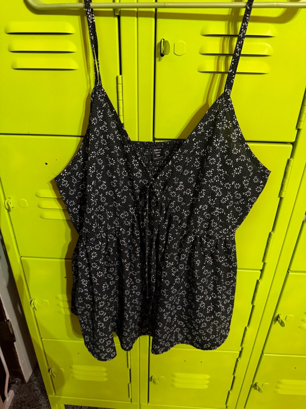 SHEIN Black Floral Spaghetti-Strap Cami Top